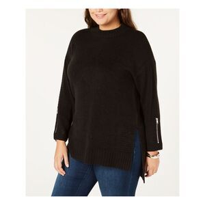 ONE A Womens Black Long Sleeve Crew Neck Wear To Work Tunic Sweater Plus 1X